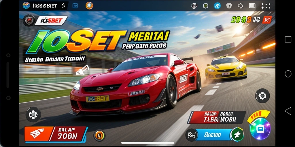Tampilan antarmuka pengguna <strong>IOSBET</strong> yang menarik saat balap mobil.