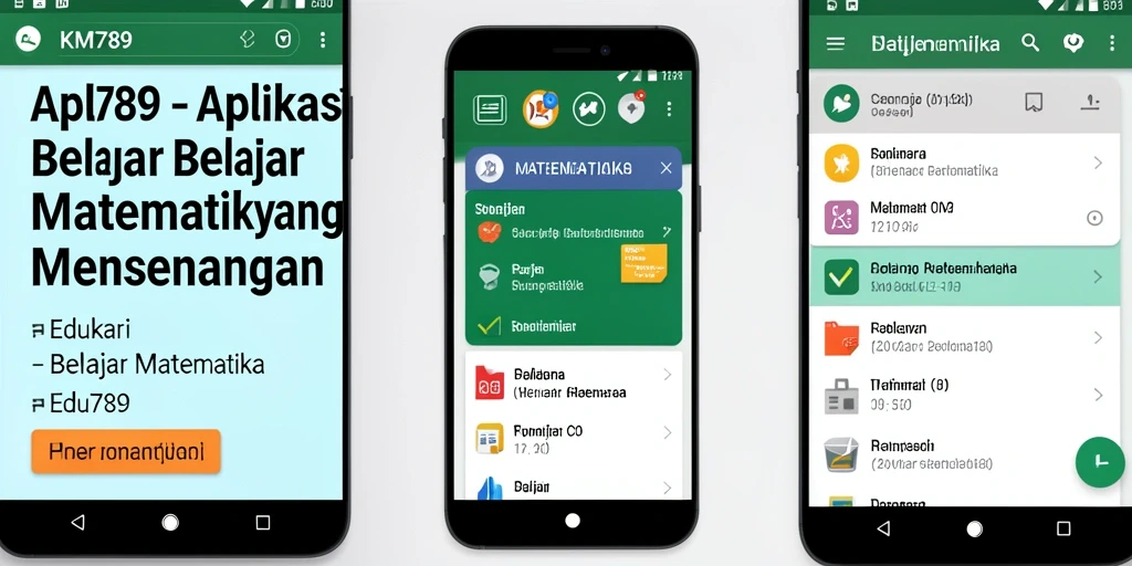 Screenshot antarmuka aplikasi KM789 untuk belajar matematika.