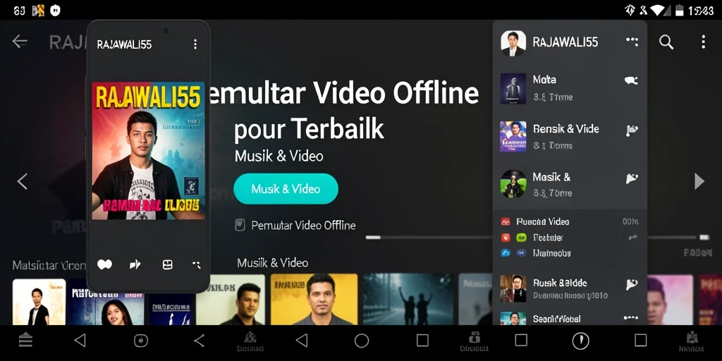 Antarmuka RAJAWALI55 saat memutar video offline yang menarik.